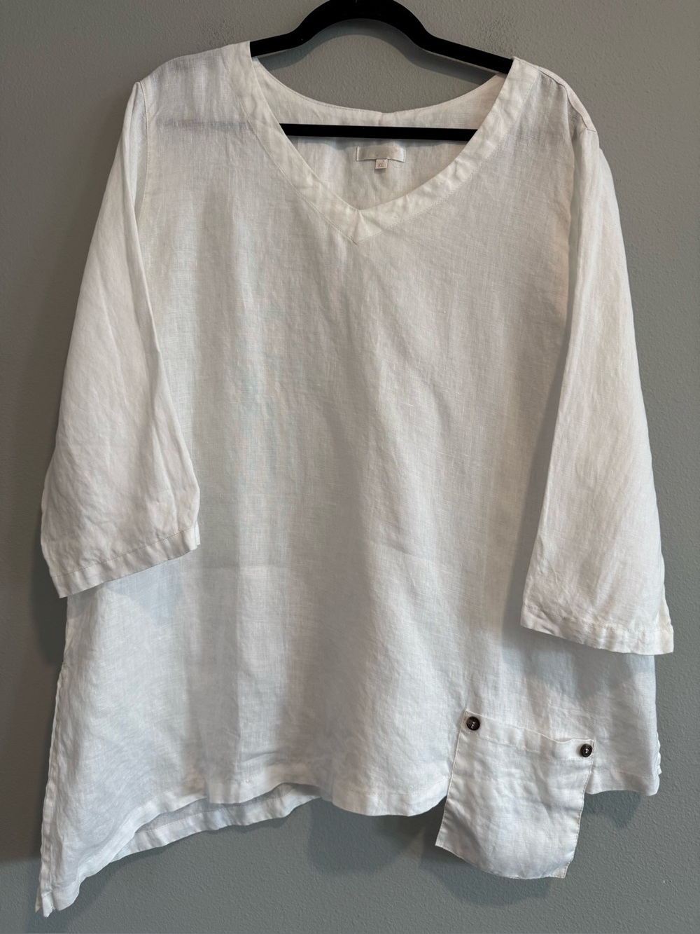 Kleen Linen V-Neck Tunic Top Lagenlook Beach Mínimalist Capsule XL